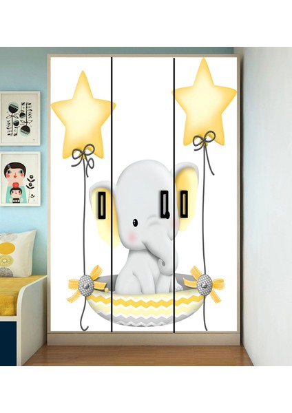Çocuk Dolabı Kaplama Folyo Sticker Kendinden Yapışkanlı Çe3 ( Ölçüsü 150 x 160 cm / Tek Parça )