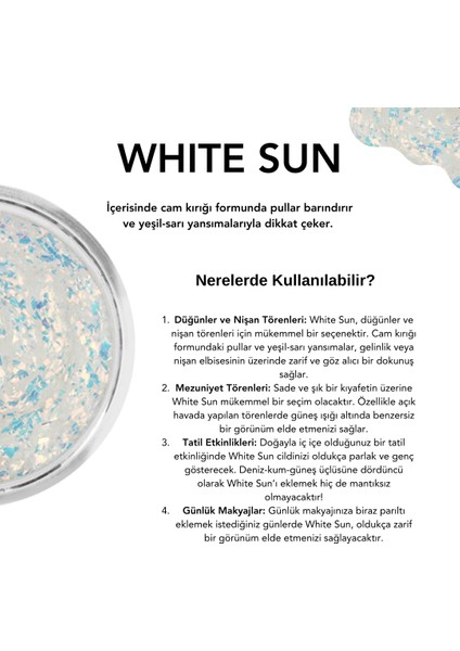 The Glitter Lab - Jel Formlu Parlak Glitter - White Sun   ~10 gr