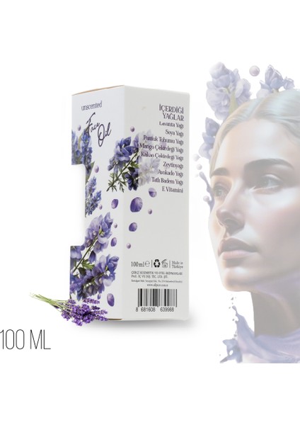 Lavander %100 Organik Cilt Bakım Yağı, Besleyici, Leke & Akne Karşıtı, Onarıcı Bakım Yağı, 100 ml fırsatları