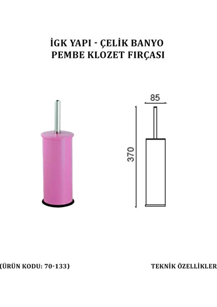 Çelik Banyo Klozet Fırçası Pembe (70-133)