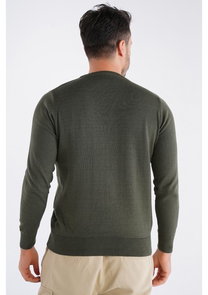 Erkek Haki %100 Pamuk Bisiklet Yaka Triko Kazak TRIST-1101 indirimleri