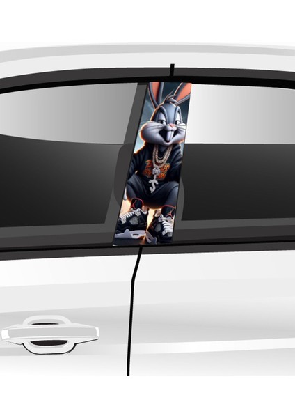 Araç Kapı Direk Folyo Etiketi Aksesuarı Desenli Seti (Sağ ve Sol Takım)