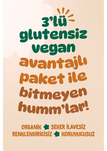 Organik Glutensiz Vegan Kek Atıştırmalık Paketi - 3 Adet (3 Çeşit)