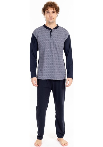 Erkek Jakarlı 2 Uzun Kol Pijama Takımı FÜME fiyatları