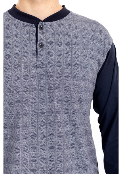 Erkek Jakarlı 2 Uzun Kol Pijama Takımı FÜME fırsatları