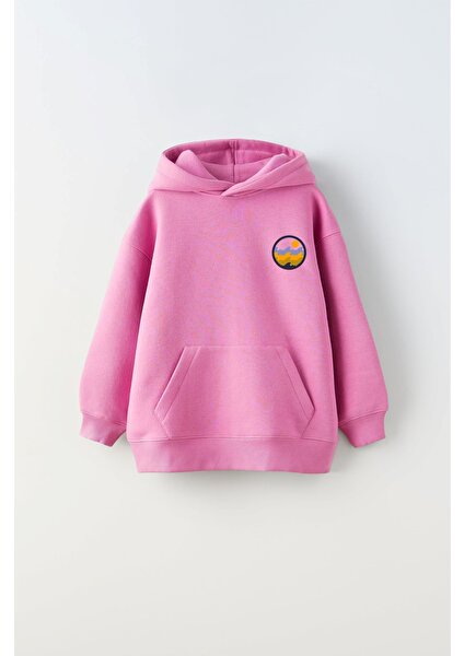 Kapüşonlu Içi Polar Rise And Enjoy Baskılı Pembe Unisex Çocuk Hoodie Sweatshirt