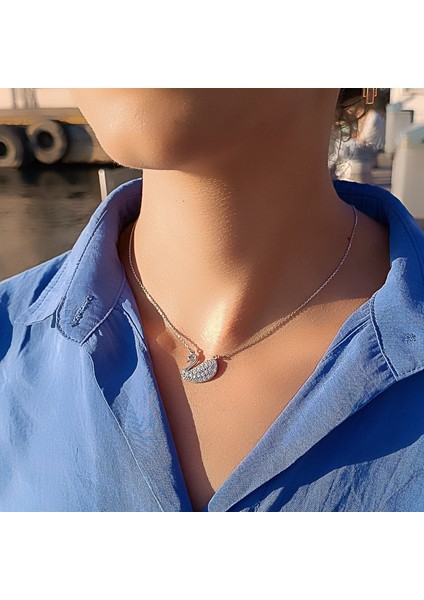 Swarovski Zirconia Kuğu Kadın Gümüş Kolye | 925 Ayar Gerçekgümüş fiyatları