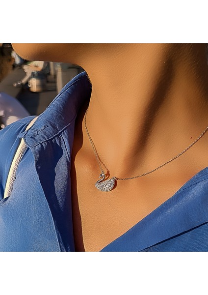 Swarovski Zirconia Kuğu Kadın Gümüş Kolye | 925 Ayar Gerçekgümüş modelleri