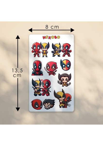 NKB-D049 Deadpool x Wolverine Chibi Sticker Sayfası