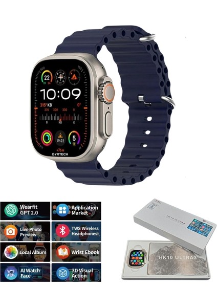 Watch 10 Ultra Series HK10 Ultra 3 Amoled Ekran Galeri/chatgpt 2 GB Depolama Akıllı Smart Saat