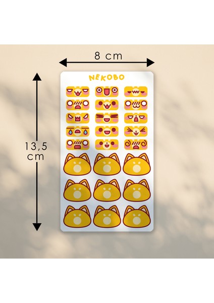 NKB-D027 Turuncu Kedi Emoji Surat Yapma Sticker Sayfası