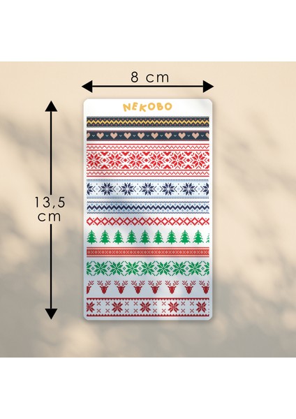 NKB-P021 Yılbaşı Washi Bant Pixel Art Sticker Sayfası