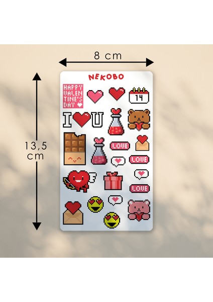 NKB-P022 Sevgililer Günü 1 Pixel Art Sticker Sayfası