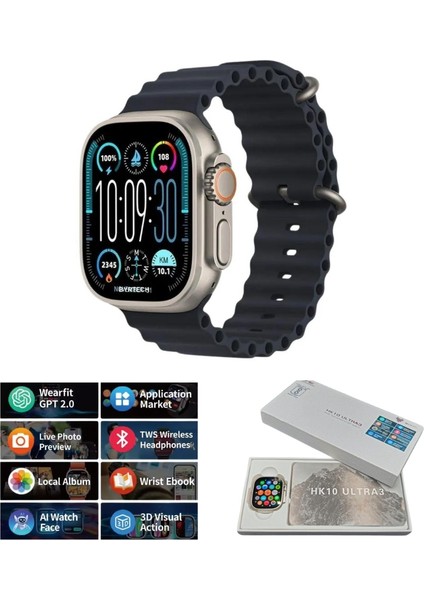 Watch 10 Ultra Series HK10 Ultra 3 Amoled Ekran Galeri/chatgpt 2 GB Depolama Akıllı Smart Saat