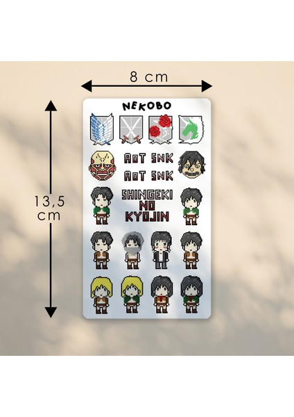 NKB-P008 Attack On Titan Shingeki No Kyojin Pixel Art Sticker Sayfası