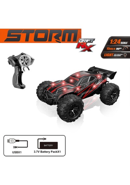 Uzaktan Kumandalı Full Fonksiyon 2.4ghz Şarjlı 1:24 Storm Off Road Işıklı Araba