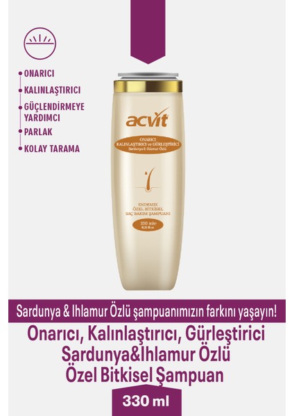 Onarıcı, Kalınlaştırıcı, Gürleştirici Sardunya & Ihlamur Özlü Özel Bitkisel Şampuan - 330 ml