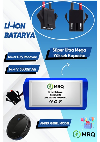 Anker Eufy Robovac Robot Süpürge Bataryası (Süper Ultra Mega Yüksek Kapasite) 3500MAH Batarya