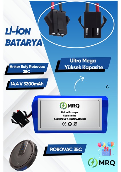 Anker Eufy Robovac 35C Robot Süpürge Bataryası (Ultra Mega Yüksek Kapasite) 3200MAH Batarya