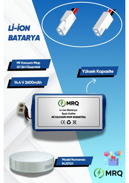 Xiaomi Mi Vacuum Mop G1 2in1 Essential Robot Süpürge Bataryası (Yüksek Kapasite) 2600MAH Batarya