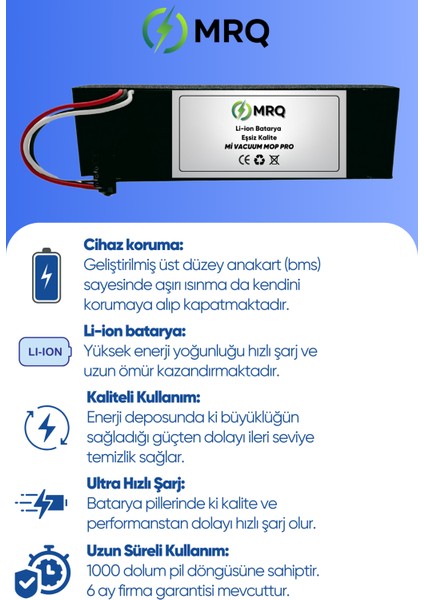 Xiaomi Mi Vacuum Mop Pro Robot Süpürge Bataryası (Yüksek Kapasite) 3500MAH Batarya modelleri