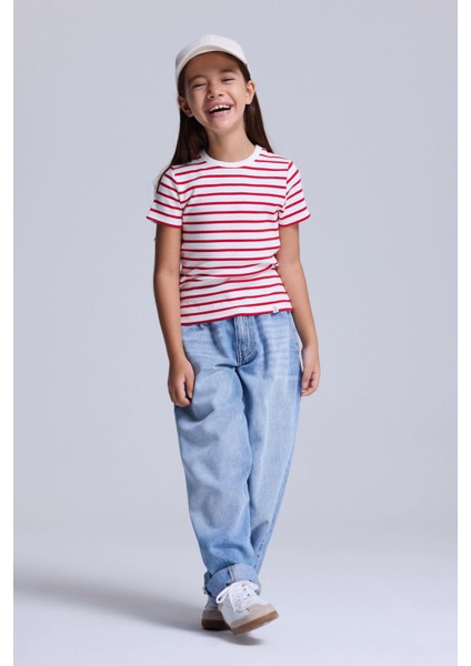 (Kids Girl) Çizgili Fitilli Tshirt