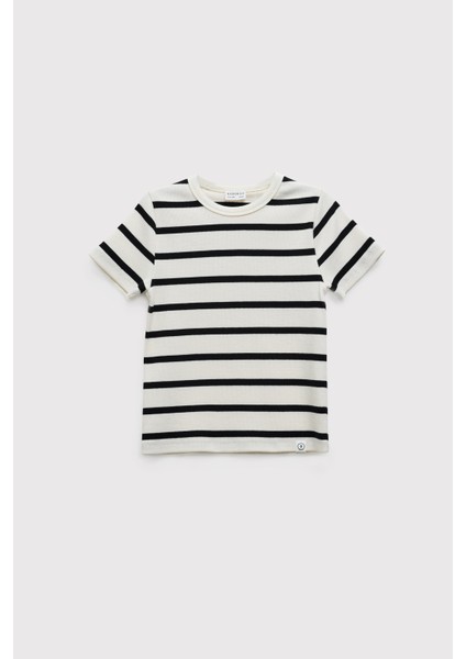 (Kids Girl) Çizgili Fitilli Tshirt modelleri