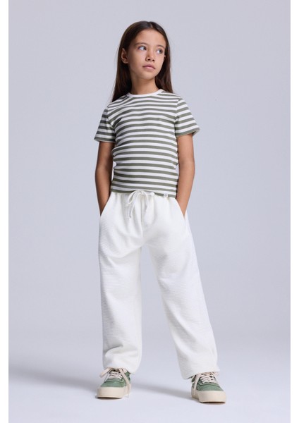 (Kids Girl) Çizgili Fitilli Tshirt