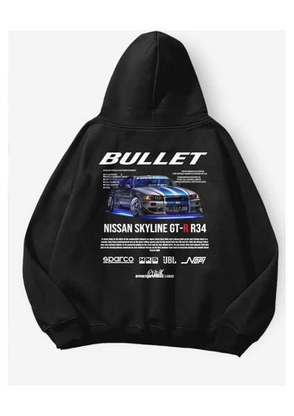 Hızlı ve Öfkeli Bullet Kapişonlu Unisex Siyah Sweatshirt