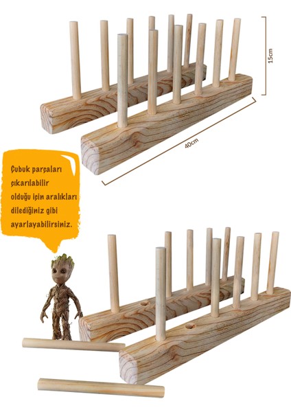 Ahşap Tabaklık / Kitaplık / Plak Standı Düzenleyici Raf fırsatları
