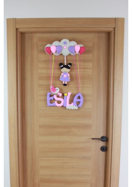 Esila Isimli Pembe Lila Kız Bebek Odası Kapı Süsü fiyatları