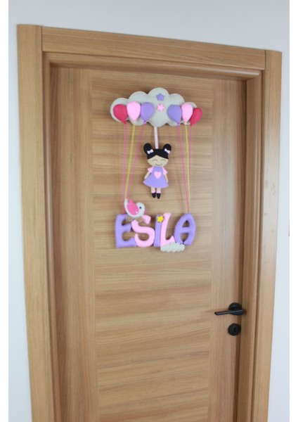 Esila Isimli Pembe Lila Kız Bebek Odası Kapı Süsü fırsatları