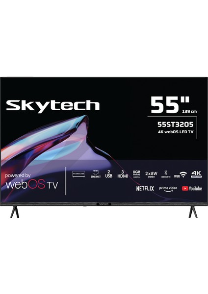 55ST3205 55" 139 Ekran Dahili Uydu Alıcılı 4K Ultra HD Smart LED TV