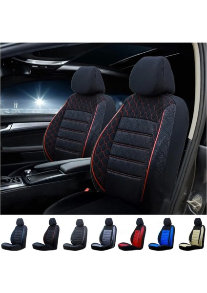 Serisi Universal Oto Koltuk Kılıfı Tam Set Siyah-Kırmızı Dikişli