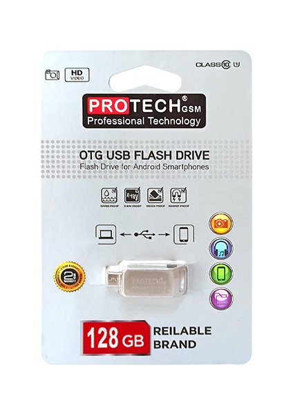 128 GB Otg Micro Metal USB Bellek Gri