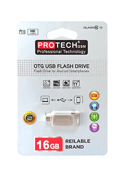 16 GB Otg Micro Metal USB Bellek Gri