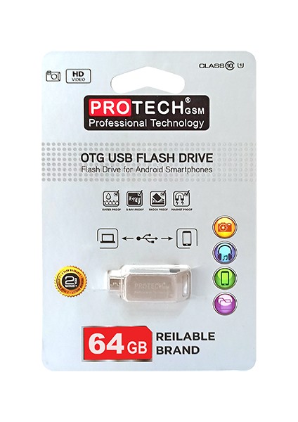 64 GB Otg Micro Metal USB Bellek Gri