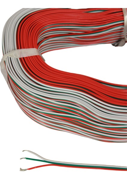 3 Pin Jst Elektrik Kablosu 3'lü Şerit LED Kablo 3X0,22MM Kalaylı %100 Bakır Kordon Kablo 100M