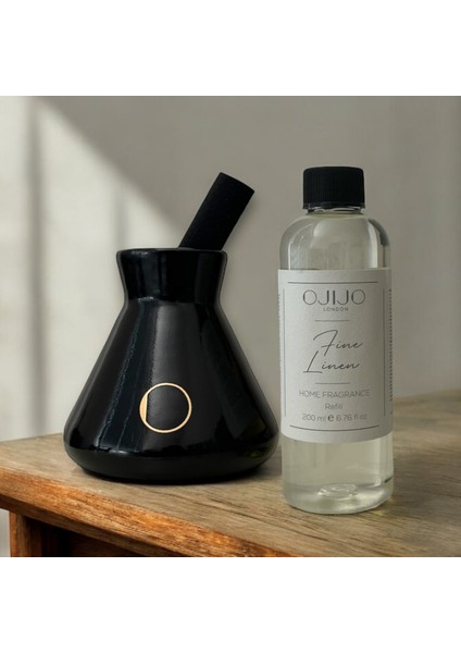 Çubuklu Oda Kokusu Fine Linen 200 mL, Siyah Seramik Pot