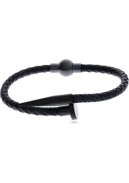 Çivi Model Siyah Renk Detay Siyah Bileklik
