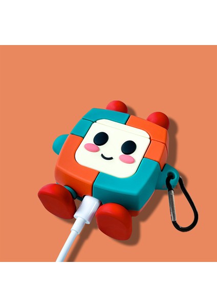 Apple Airpods 3.nesil Uyumlu Kopçalı Robot Tasarımlı Sevimli Silikon Kılıf fırsatları