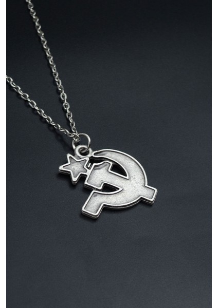 Orak Çekiç Gümüş Kaplama Unisex Düz Zincir Kolye kod 840