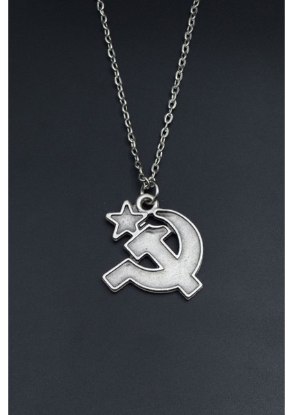Orak Çekiç Gümüş Kaplama Unisex Düz Zincir Kolye kod 840