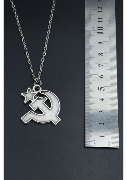 Orak Çekiç Gümüş Kaplama Unisex Düz Zincir Kolye kod 840