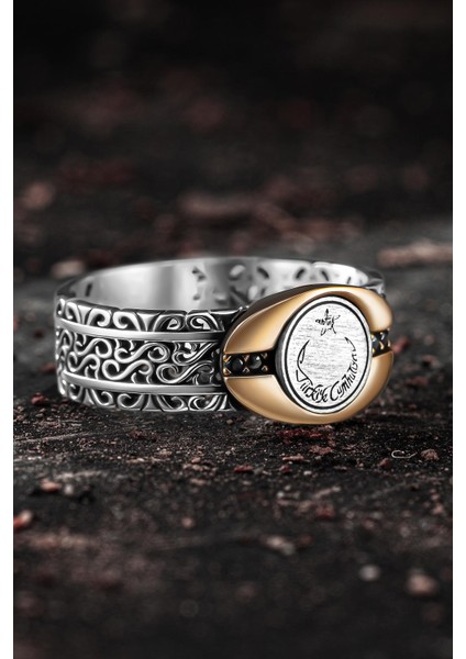 Erkek Gümüş Yüzük - Sarmal Model Zirkon Taşlı Ay Yıldız Işlemeli Erkek Yüzük fiyatları