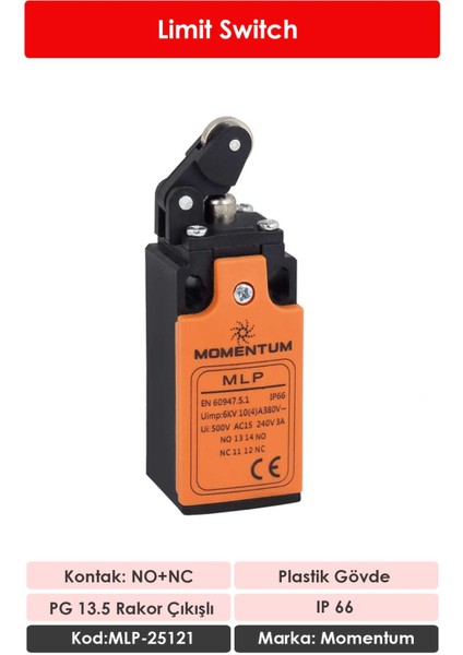 Limit Switch Düz Kol Makaralı MLP-25121