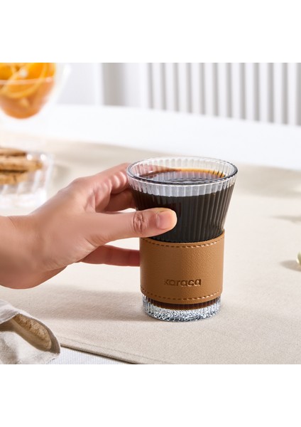 Leather Cool Touch Latte Bardağı 210 ml Kahverengi