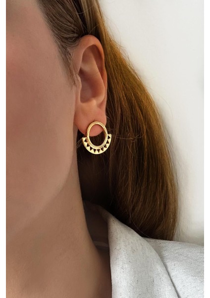 Altın Kaplama Moon Serisi Ay Tutulumu Kadın Çivi Küpe