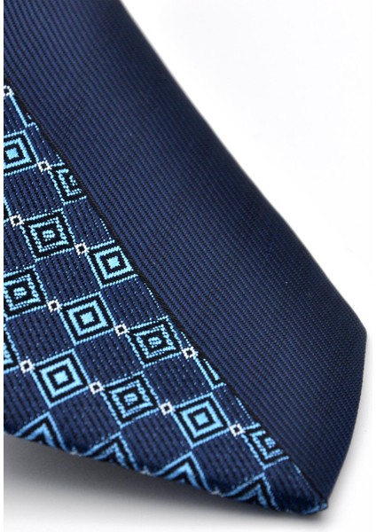 Mavi ve Lacivert Pano Desenli Dokuma Kumaş Slim Fit Kravat // KPK014 fiyatları