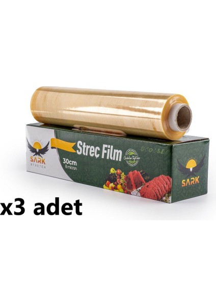 Streç Film 30 cm x 150 Metre Kutulu Tırtırbıçaklı Gıda Streç 3 Adet